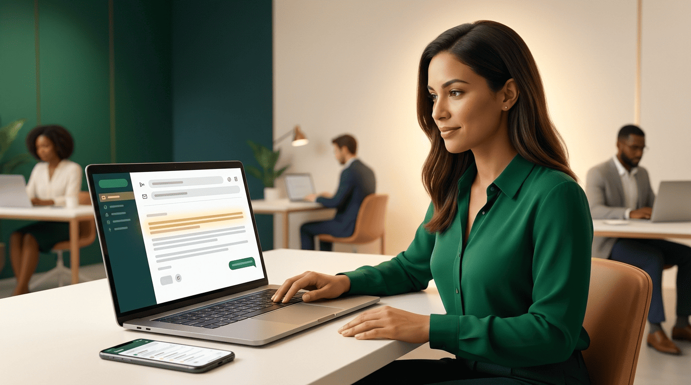 A professional reviewing an AI-drafted cold outreach email on a laptop before sending